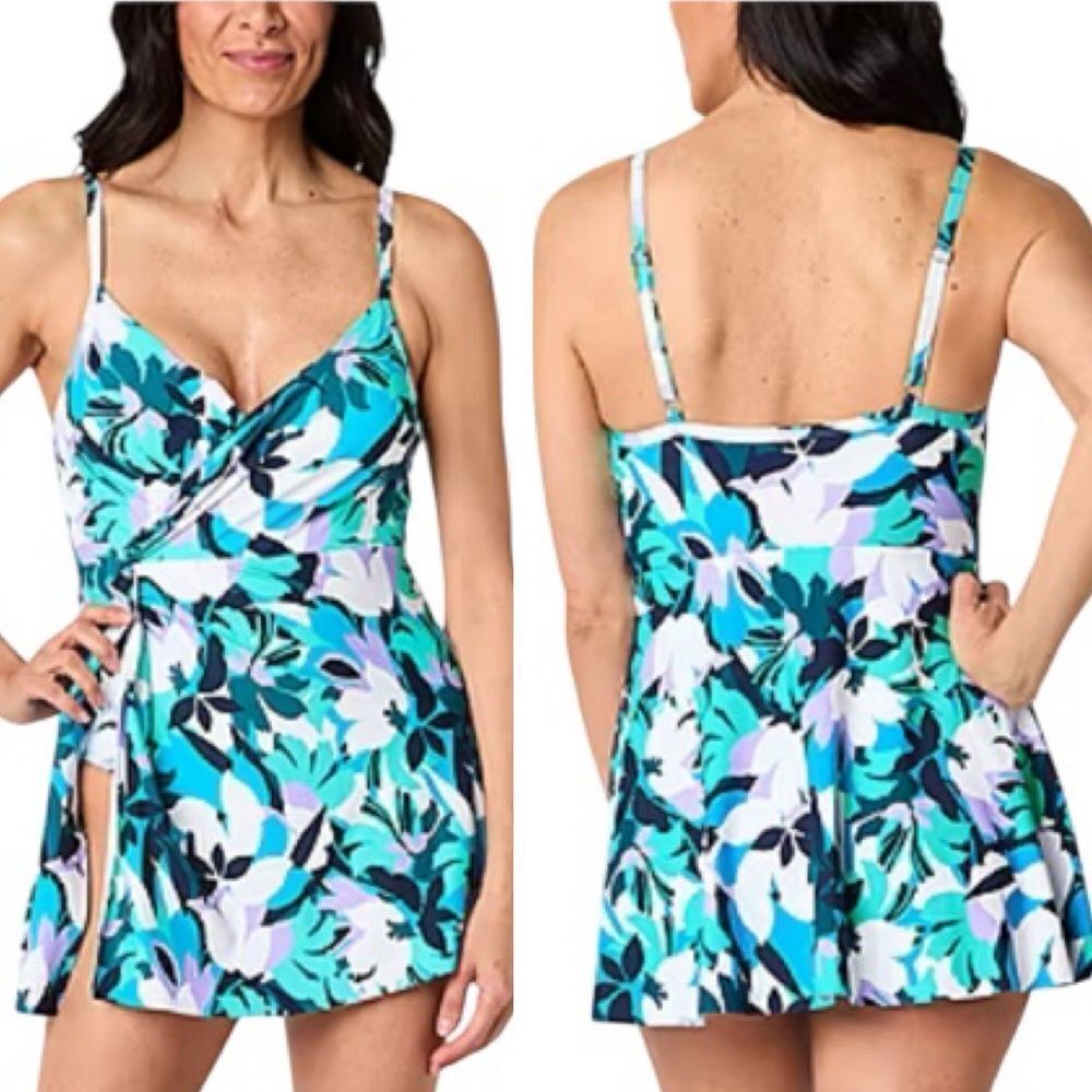 Liz Claiborne Floral Print Swimdress- Size 8